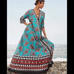 La Double J Cartwheel silk twill caftan dress